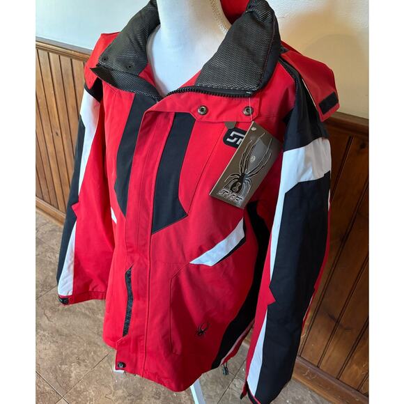 NEW Spyder Red Black X Static Insulation GORE-TEX Fabric Hooded Ski Coat Mens XL - Picture 2 of 16
